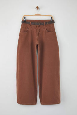 Ozel Koleksiyon Kahverengi Kemerli Dikis Detayl? Dusuk Bel Loose Baggy Jeans TWOAW26JE00020 - Trendyolmilla фото 5