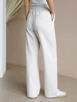 Брюки Vilatte свободные футер-двухнитка бежевый  фото 4