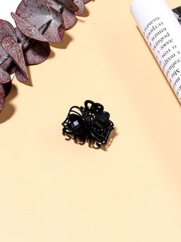 Цена за 6 шт. Крабик для волос «Чёрные кружева», два сердца, 2.3 см, чёрный