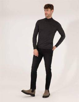 Antrasit Melanj Slim Fit Yar_m Bal_k__ Yaka Basic Triko Kazak - Pierre cardin фото 4