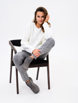 Ботинки 308.927gr.Серый замок замша+серый/мех