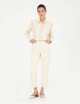 Krem Crop Top Uzun Kollu G_mlek - Pierre cardin фото 4