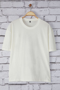 TRENDYOL MAN Ekru Oversize/Genis Kesim Cicek S?rt Bask?l? %100 Pamuk Duble Kol T-Shirt TMNSS25TS00112 - Trendyolmilla фото 6