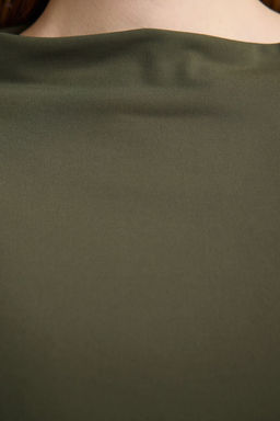 Haki Relaxed/Rahat Kal?p Ispanyol Kol Esnek Orme Bluz TWOAW25BZ00203