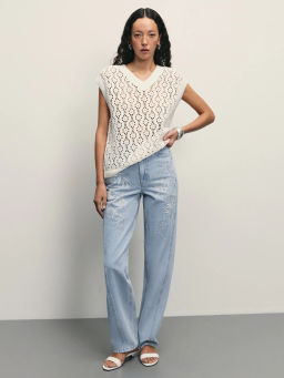 Топ из ажурной вязки из хлопка / Zarina  фото 2