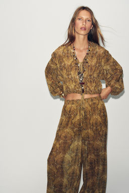 PRINTED TOP WITH TIES - Zara фото 15