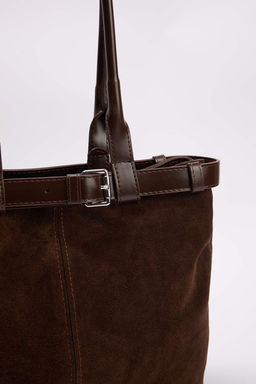 Koyu Kahverengi Hakiki Suet Kad?n Midi Boy Omuz Cantas? TAKAW26OC00086 - Trendyolmilla фото 6