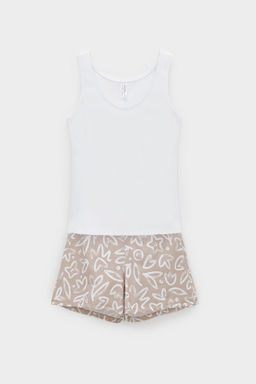 Е 20039/24/белый,абстрактные цветы пижама жен