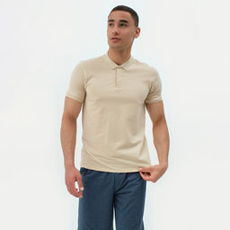 Футболка поло мужская MINAKU REGULAR FIT: бежевая, р-р 46