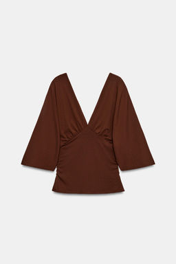 TOP TEXTURA ESCOTE PICO / Marr?n - Zara фото 7