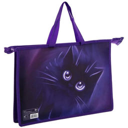 Папка с ручками А4, 335 х 235 х 55 мм, пластиковая, ручки-тесьма, Calligrata Котик  фото 2