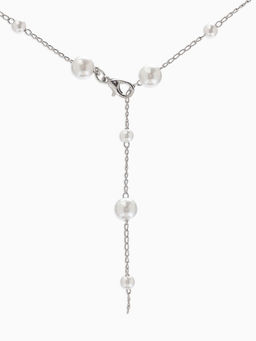 Кулон трансформер «Россыпь жемчуга», бусины №6.8, L=50 см, белый в серебре