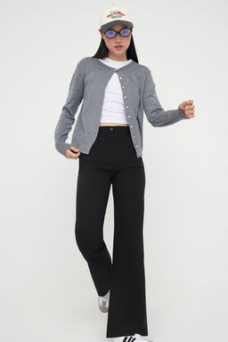Teen Siyah Fitted Likral? Esnek Wide Leg/Genis Paca Pantolon TWOAW26PL00009 - Trendyolmilla фото 3