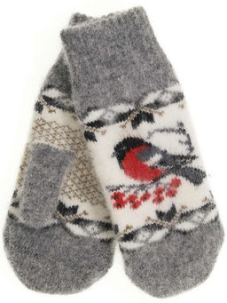 Варежки женские Снегирь и звёзды КРУГ 3455-1