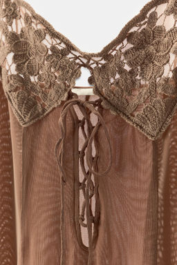 VESTIDO COMBINADO CROCHET / Rosado - Zara фото 8