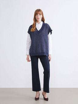 V Yaka Oversize Kad?n Triko S?veter