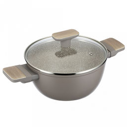 Кастрюля с антипригарным покрытием Fiamma 3л, д22см, h15,5см, s2,6мм, дно s3,2мм, литой алюминий, стеклянная крышка, пароотвод, бакелитовая ручка с покрытием soft-touch, капсульное дно, цветная коробка, Regent (Китай) Подходит для всех видов пл