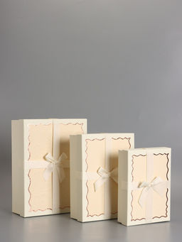 Набор подарочных коробок 3 в 1, прямоугольные с бантом, крем-брюле, 33.5×25×11.5; 29×21×9; 24.5×17×6.5 см