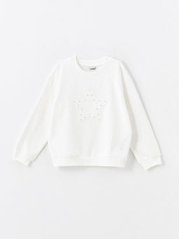 Bisiklet Yaka Uzun Kollu Bask?l? K?z ?ocuk Sweatshirt