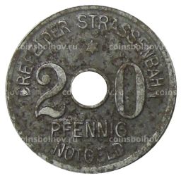 20 пфеннигов 1919 года Германия Транспортный нотгельд  Крефельд