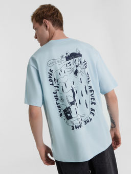 ФУТБОЛКА МУЖСКАЯ голубая дымка +печать 111858