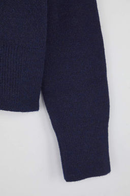 Wardrobe Essentials Lacivert Yumusak Dokulu Genis Kal?p Fermuarl? Triko H?rka | TWOAW26HI00092