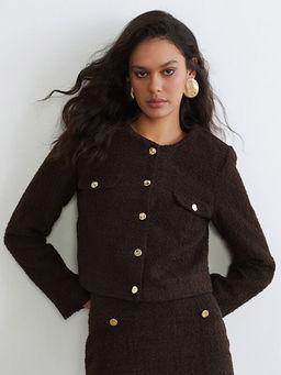 Bisiklet Yaka Dokulu Kad?n T?vit Ceket