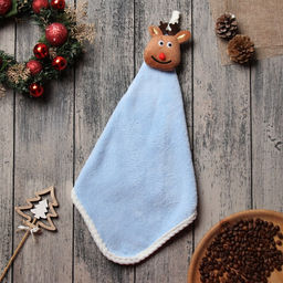 Полотенце кухонное Доляна Олень, цв. голубой 30*30 см 270гр/м2