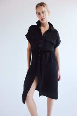 Vestido camisero con cinturon de anudar