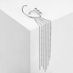 Серьга Кафф водопад, цвет серебро