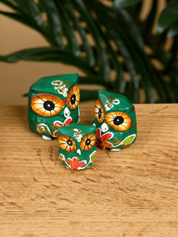 Набор сувенирный «Совята», h=4 см, h=3 см, h=2 см, дерево, зелёный