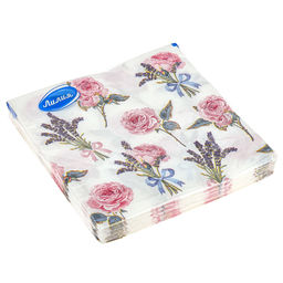 Салфетки бумажные 33х33см Лилия, 2-х слойные, 20 штук в упаковке, Очарование (Россия) - Bouquet фото 2