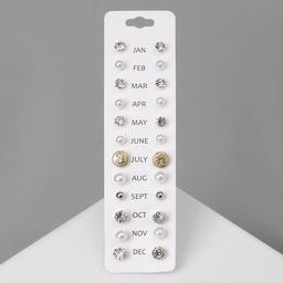 Цена за 2 шт. Серьги пусеты One year, 12 пар, строгий стиль, миксы