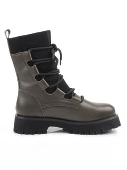 01-XKL21-195R DK. GREEN Ботинки демисезонные женские (натуральная кожа, байка)