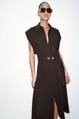 MIDI DRESS WITH BELT - Zara фото 3