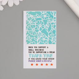 Наклейка - открытка бумага Спасибо. Цветы на лазурном фоне, набор 50 шт., 10?5 см