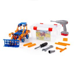 Конструктор Изобретатель - Трактор-погрузчик №1 (142 элемента) + шуруповёрт (в контейнере)