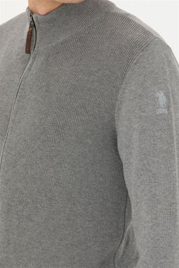 Мужской серый меланжевый трикотажный кардиган - U.s. polo assn фото 14