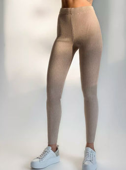 K11035 Легинсы в рубчик (вязаный трикотаж) БЕЖЕВЫЙ