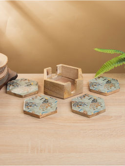 Подставка под горячее «Мудрый слон», набор 4 шт., 15×13×5 см, дерево манго