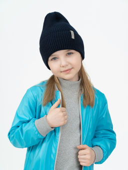 Шапка вязаная темно-синияя Ш-113 (52-54)