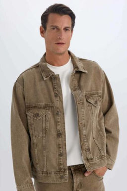 Oversize Genis Kal?p Polo Yaka Dugmeli Cepli Y?kamal? Jean Ceket