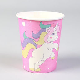 Стакан бумажный Единорог и звёзды, набор 6 шт., 220 мл, цвет розовый