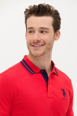 U. S. Polo Assn Мужская красная базовая футболка с воротником-поло - U.s. polo assn фото 2