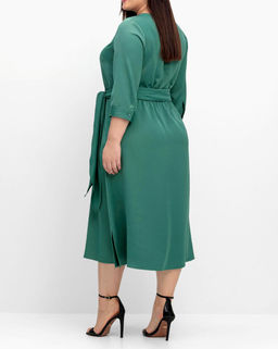 Сатиновое вечернее платье, зеленое - Sheego фото 4