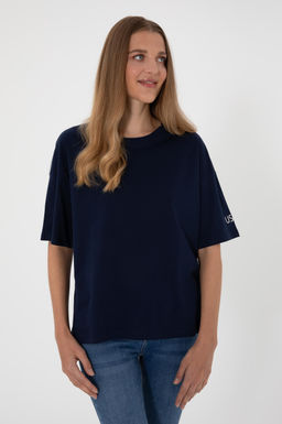 Kad_n Lacivert Oversize Bisiklet Yaka Ti__rt Sepette S_rpriz _ndirim - U.s. polo assn фото 4