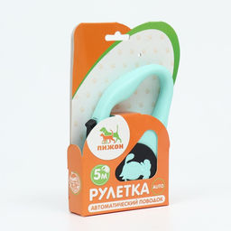 Рулетка с принтом Щенок, 5 м, чёрно-мятная - Пижон фото 5