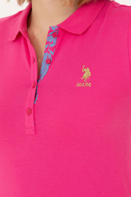Женская базовая футболка цвета фуксии с воротником-поло Неожиданная скидка в корзине - U.s. polo assn фото 7