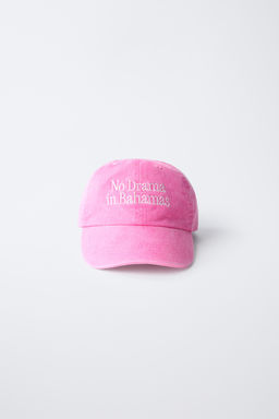 CAP WITH EMBROIDERED SLOGAN