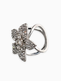 Кольцо для платка "Цветок Лилии", цвет белый в серебре